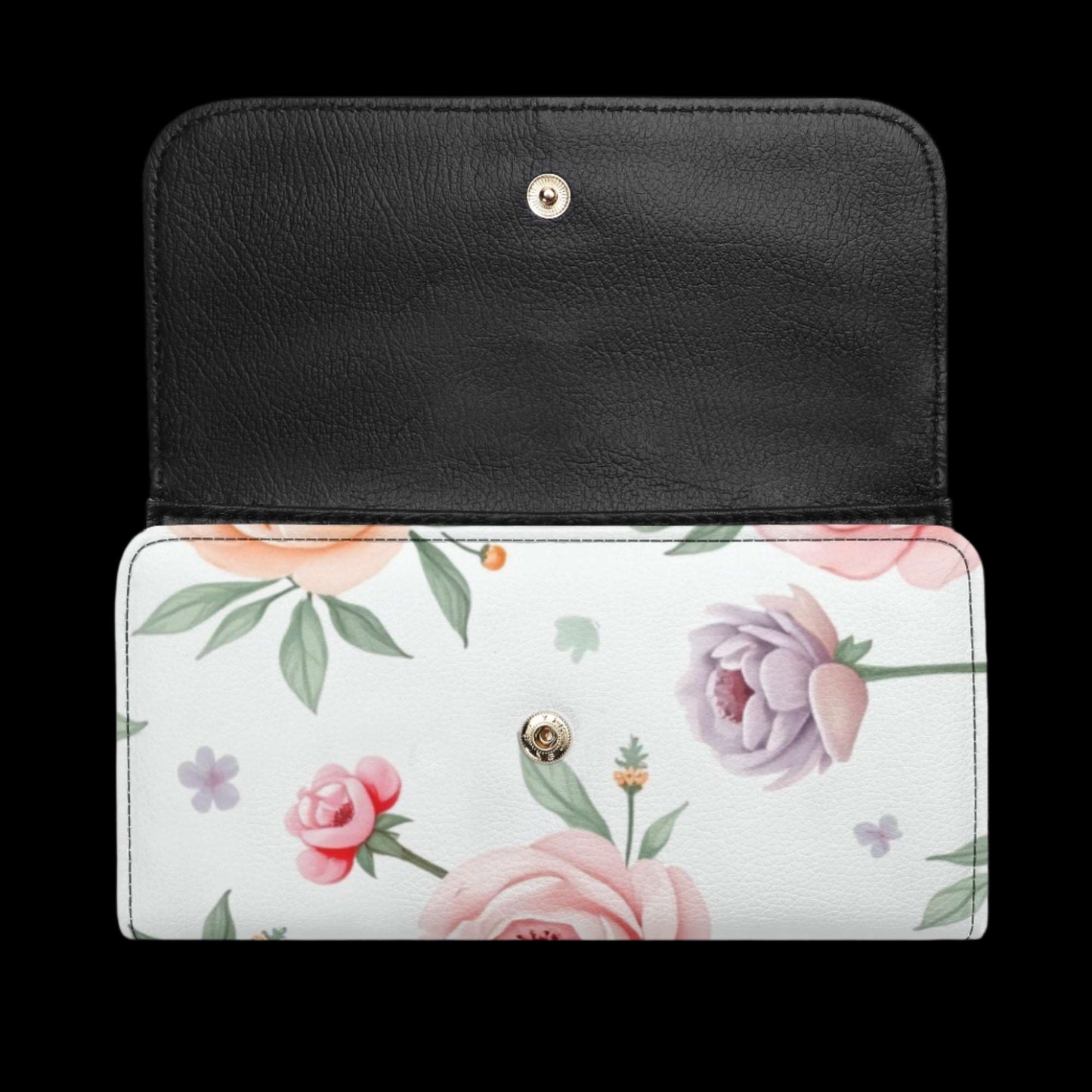 Floral Durable Trifold Leather Clutch Wallet