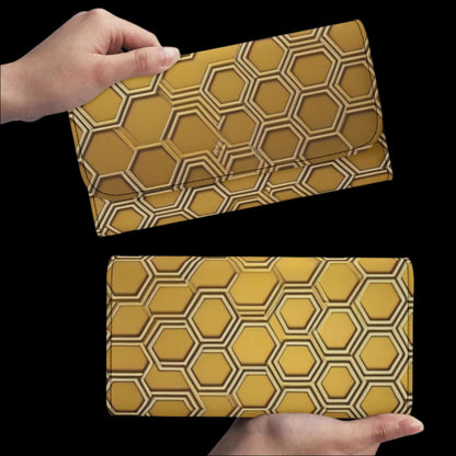 Honeycomb Durable Trifold Leather Clutch Wallet