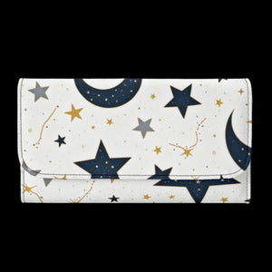 Stars Durable Trifold Leather Clutch Wallet | Elegant and Cosmic Design