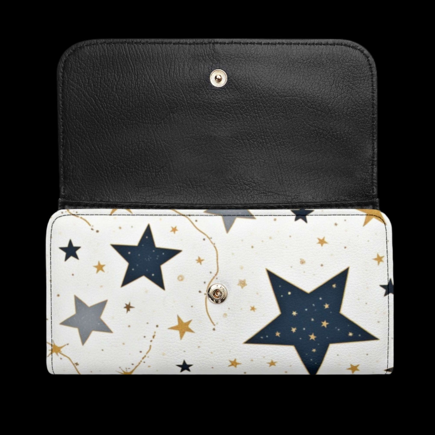 Stars Durable Trifold Leather Clutch Wallet