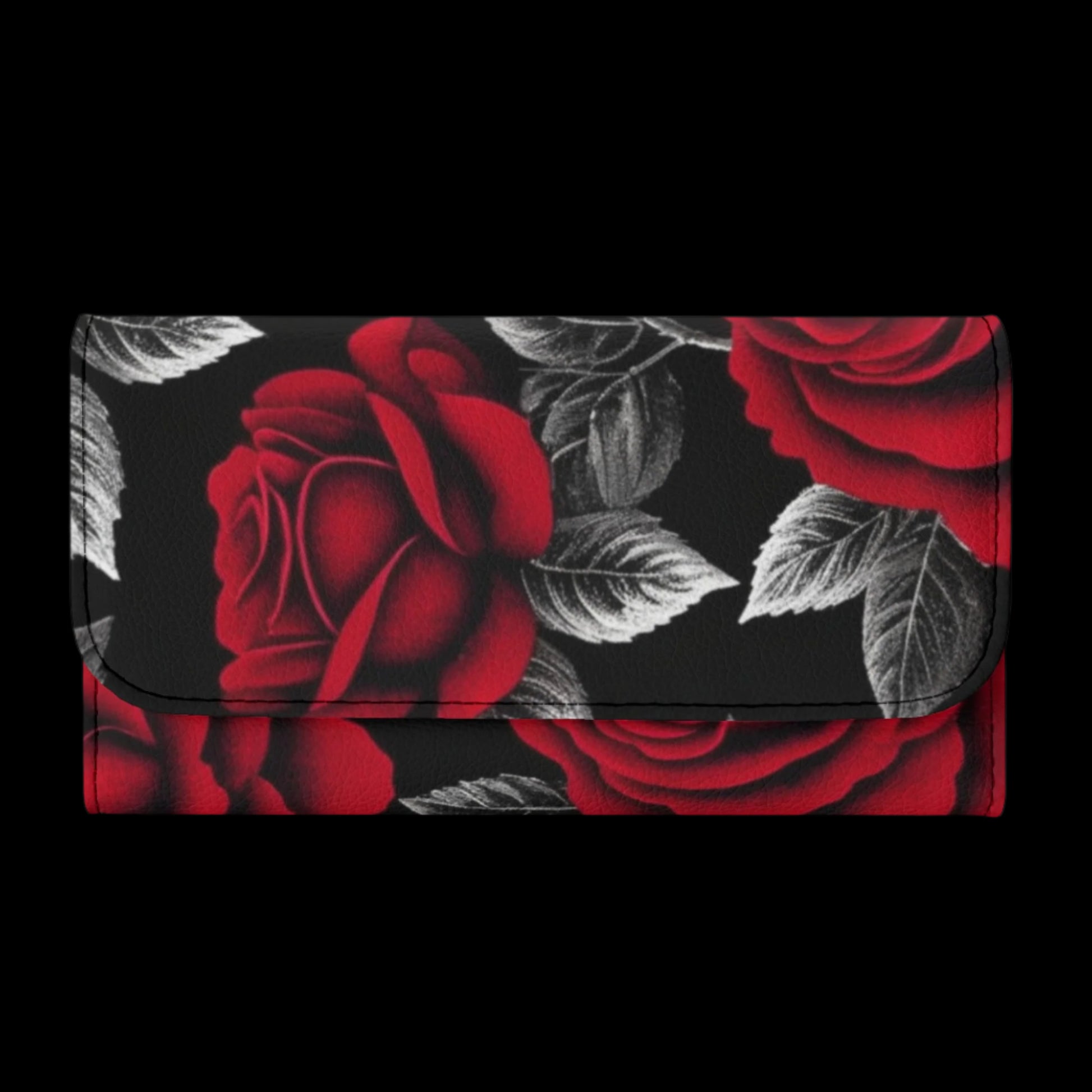 Roses Durable Trifold Leather Clutch Wallet Default Title