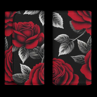 Roses Durable Trifold Leather Clutch Wallet