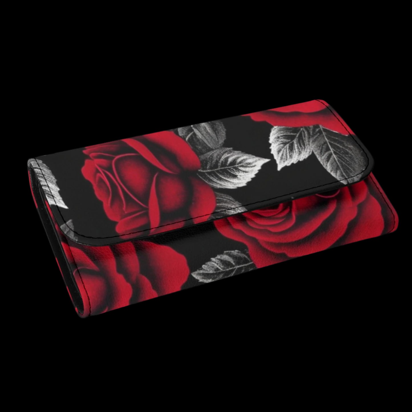 Roses Durable Trifold Leather Clutch Wallet