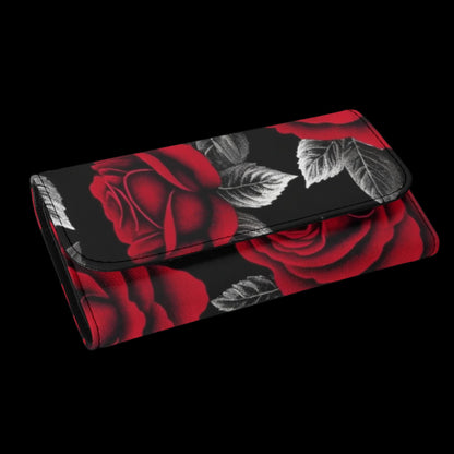 Roses Durable Trifold Leather Clutch Wallet