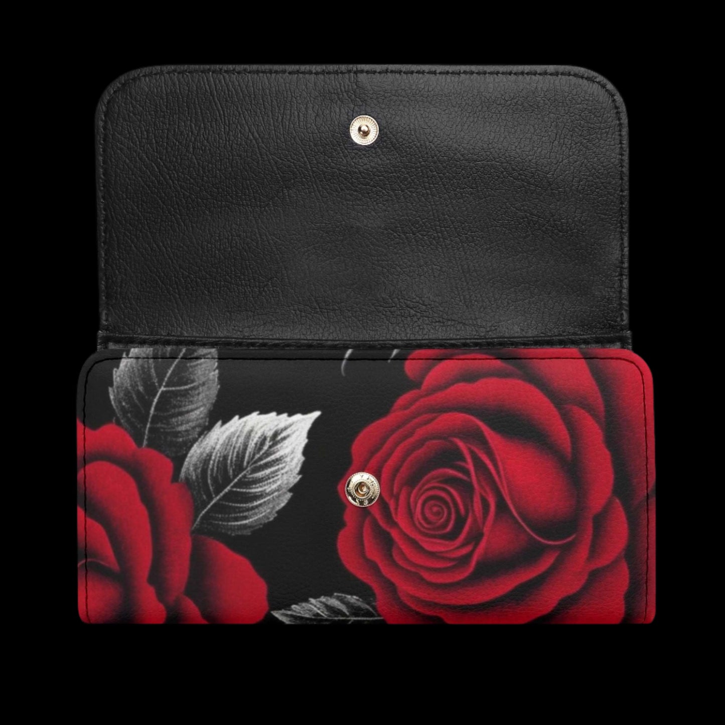 Roses Durable Trifold Leather Clutch Wallet