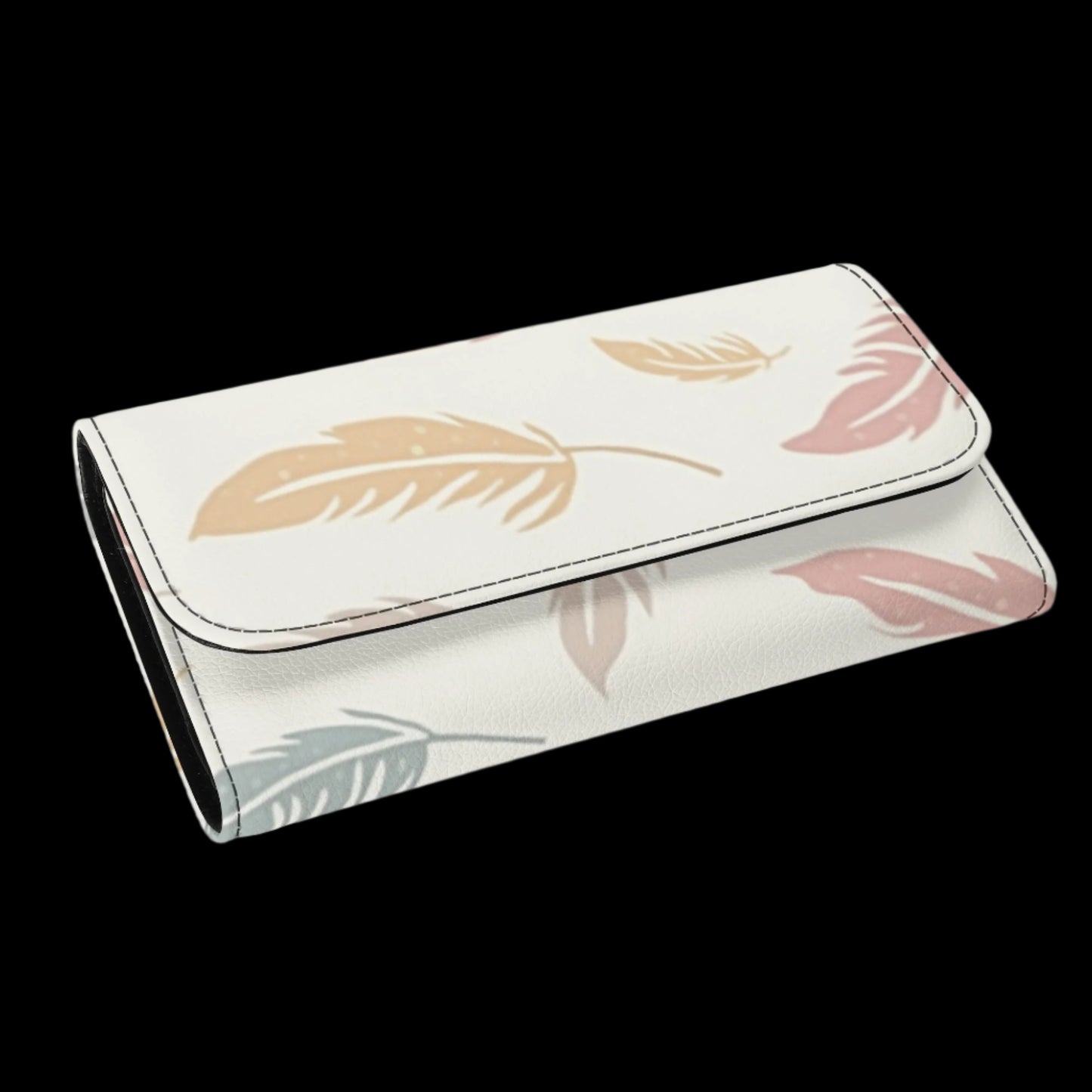 Feather Durable Trifold Leather Clutch Wallet