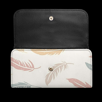 Feather Durable Trifold Leather Clutch Wallet