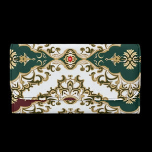 Opulent Damask Trifold Leather Wallet | Premium Clutch with Classic Damask Detailing