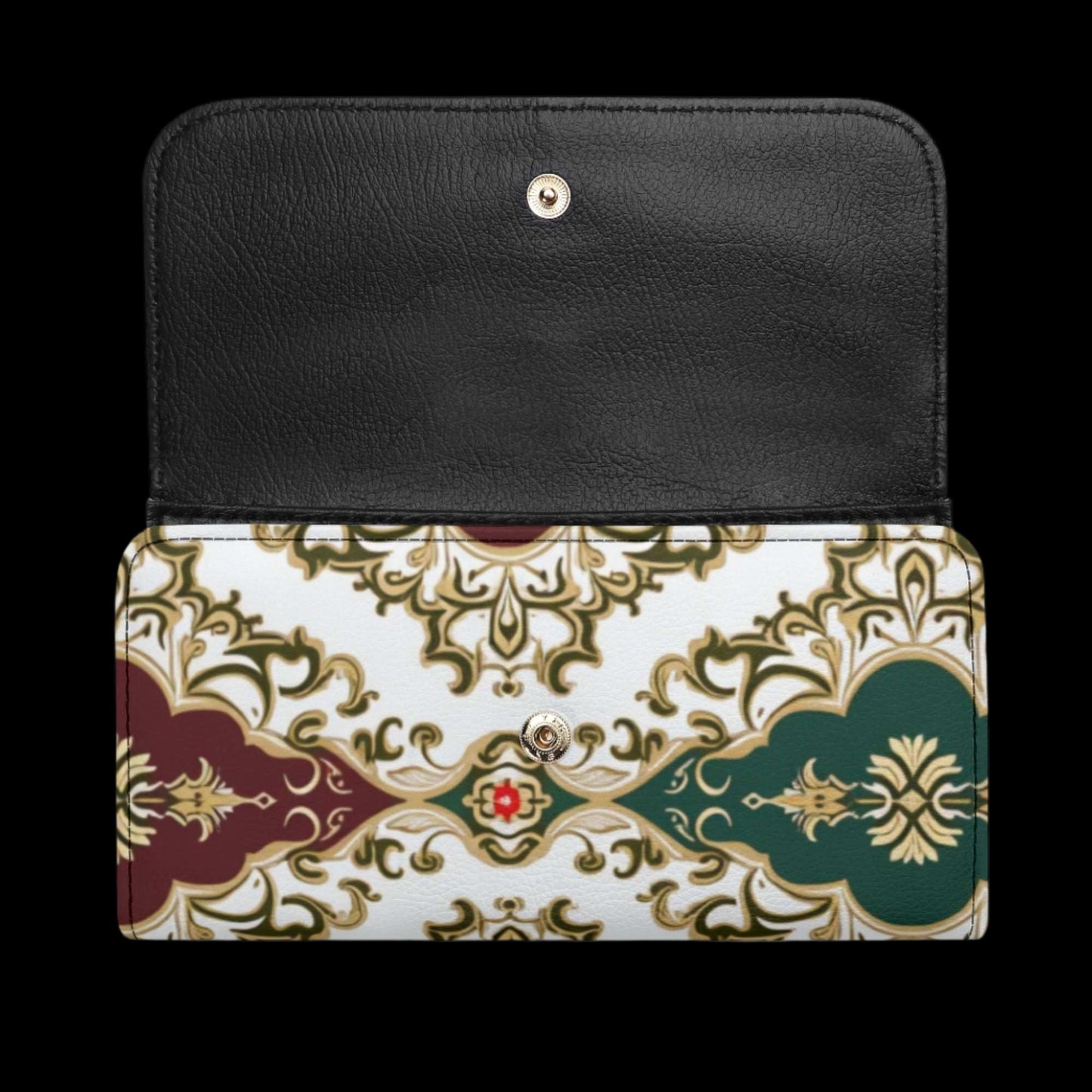 Damask Durable Trifold Leather Clutch Wallet