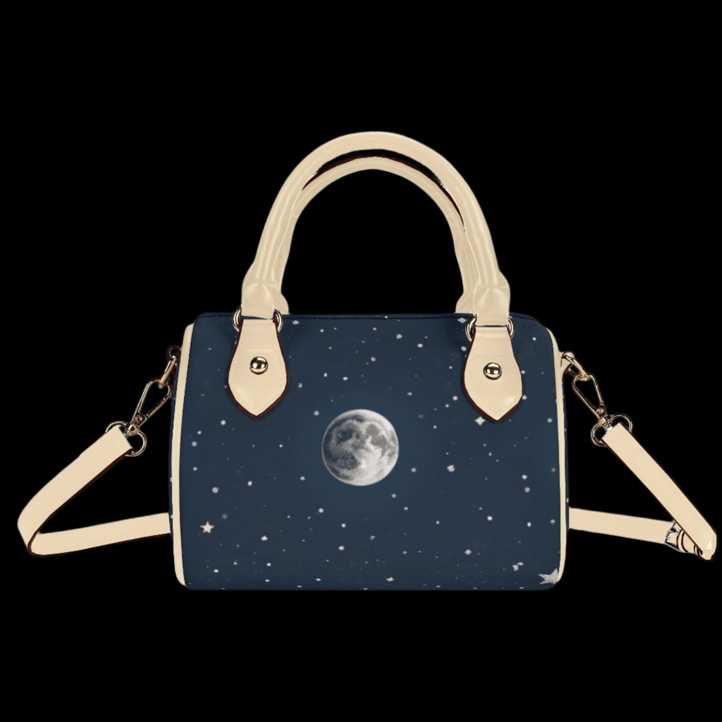 Space Lover Small Leather Satchel Handbag Beige