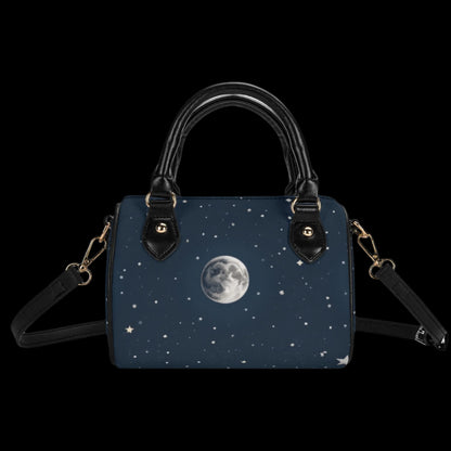 Space Lover Small Leather Satchel Handbag Black