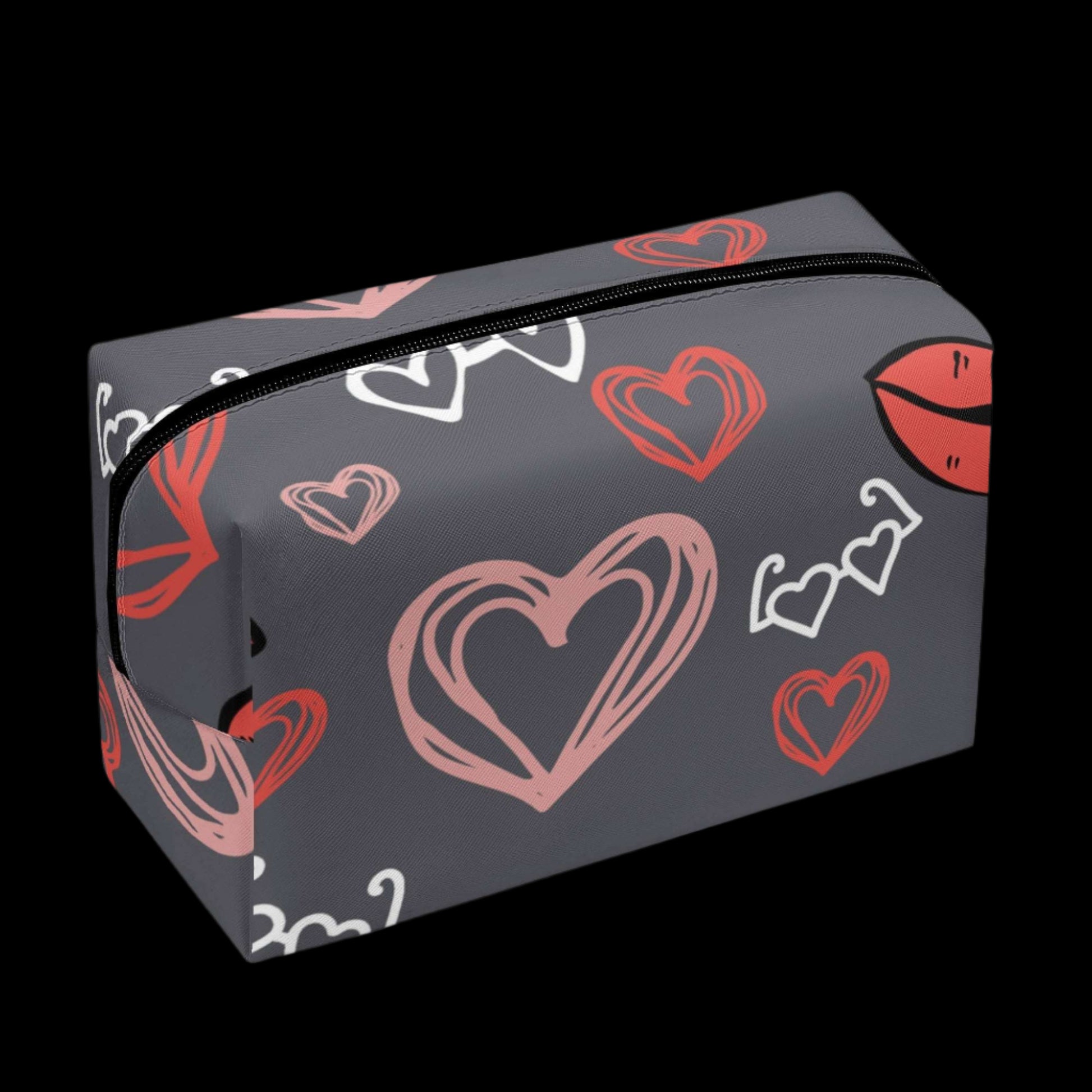 Hearts & Kisses PU Leather Cosmetic Bag Default Title