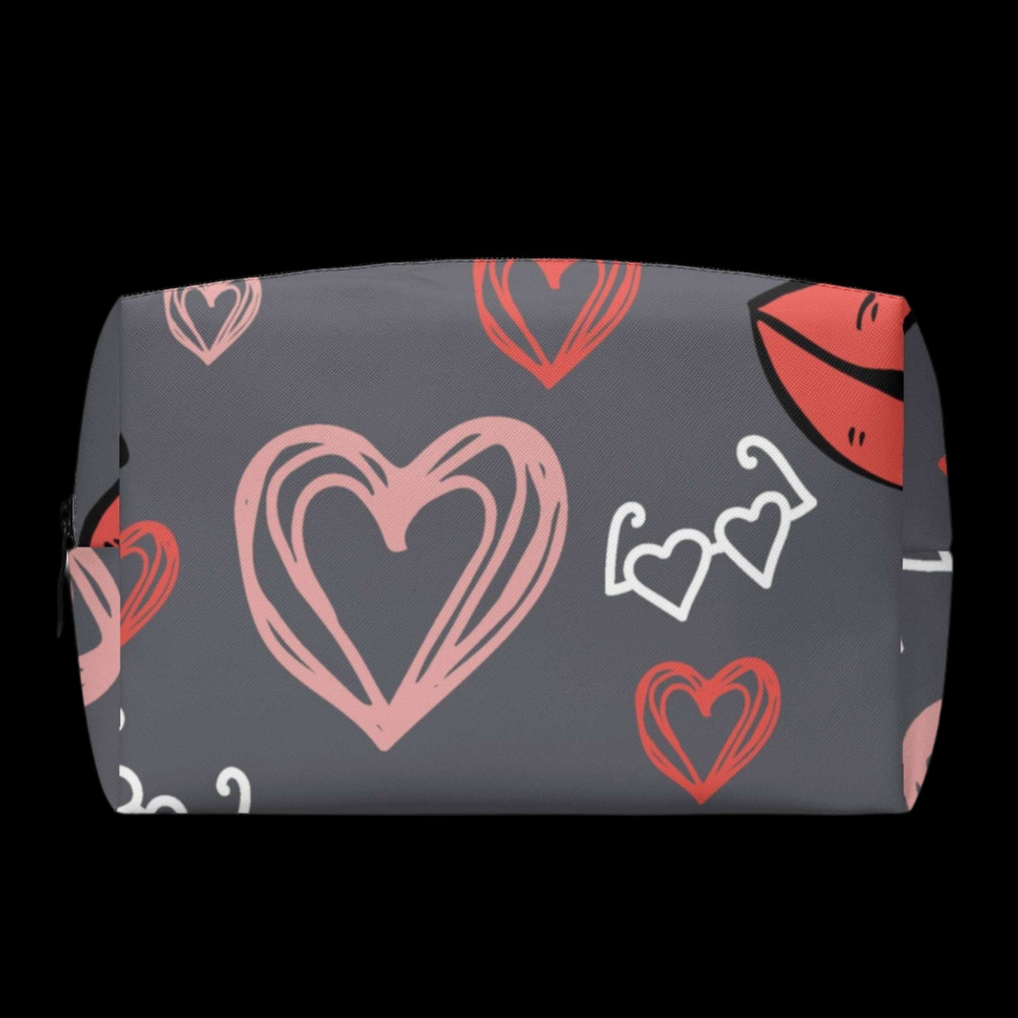 Hearts & Kisses PU Leather Cosmetic Bag