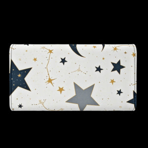 Stars Durable Trifold Leather Clutch Wallet | Elegant and Cosmic Design - Hover